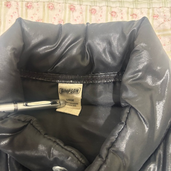 VTG Simpson Racing Safety Equipment Puffer Jacket Black Retro 70s 80s (size L) - Picture 6 of 9